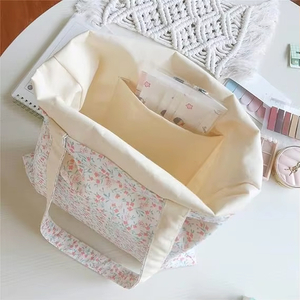 MECO Floral Print 100% Cotton Canvas Tote Bag Reusable Eco-Friendly Shopping Bag