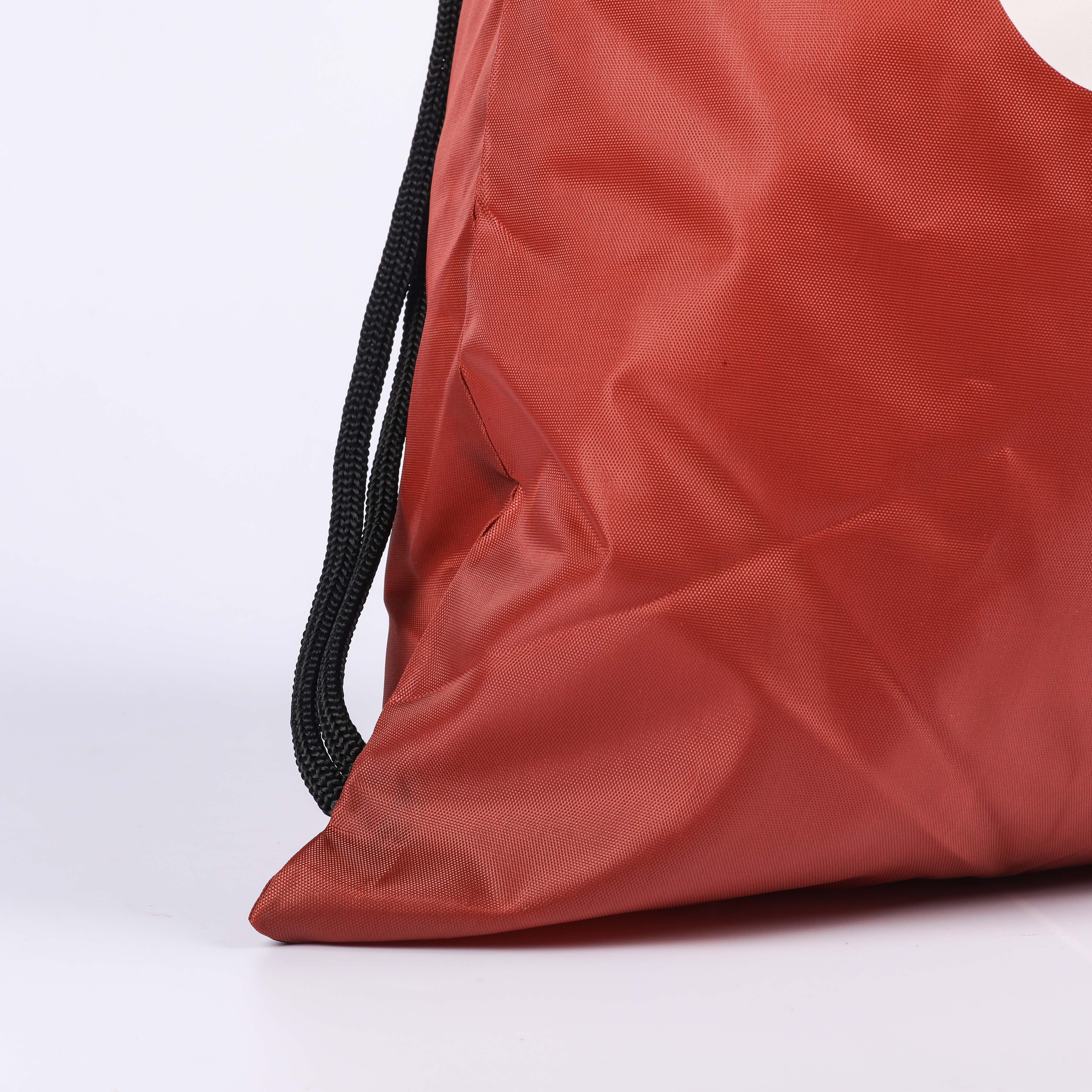 MECO Red Polyester Drawstring Bag with Paris Logo Print