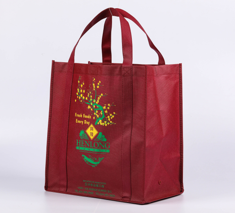 MECO Maroon Custom Printed Non-Woven Grocery Tote Bag