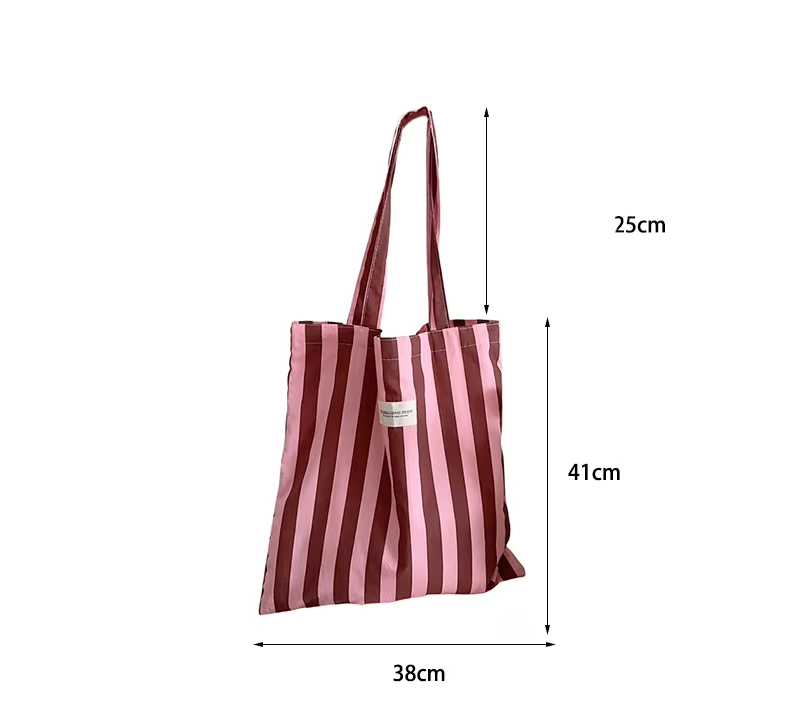 MECO Striped Canvas Tote Bag Reusable Cotton Shoulder Bag Eco-Friendly Shopping Bag Hot Sale