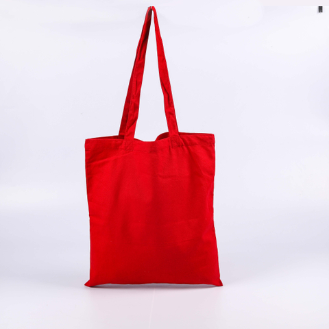 MECO Red Cotton Tote Bag with Animal Print
