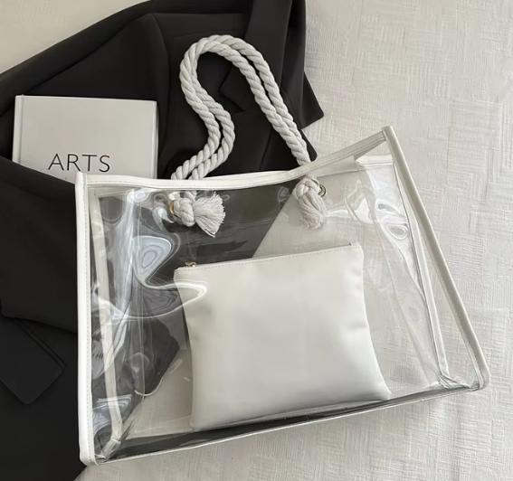 Clear PVC Tote Bag with Thick Rope Handles Waterproof Tote Hot Sale