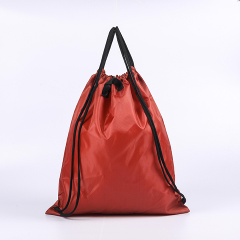 MECO Red Polyester Drawstring Bag with Paris Logo Print