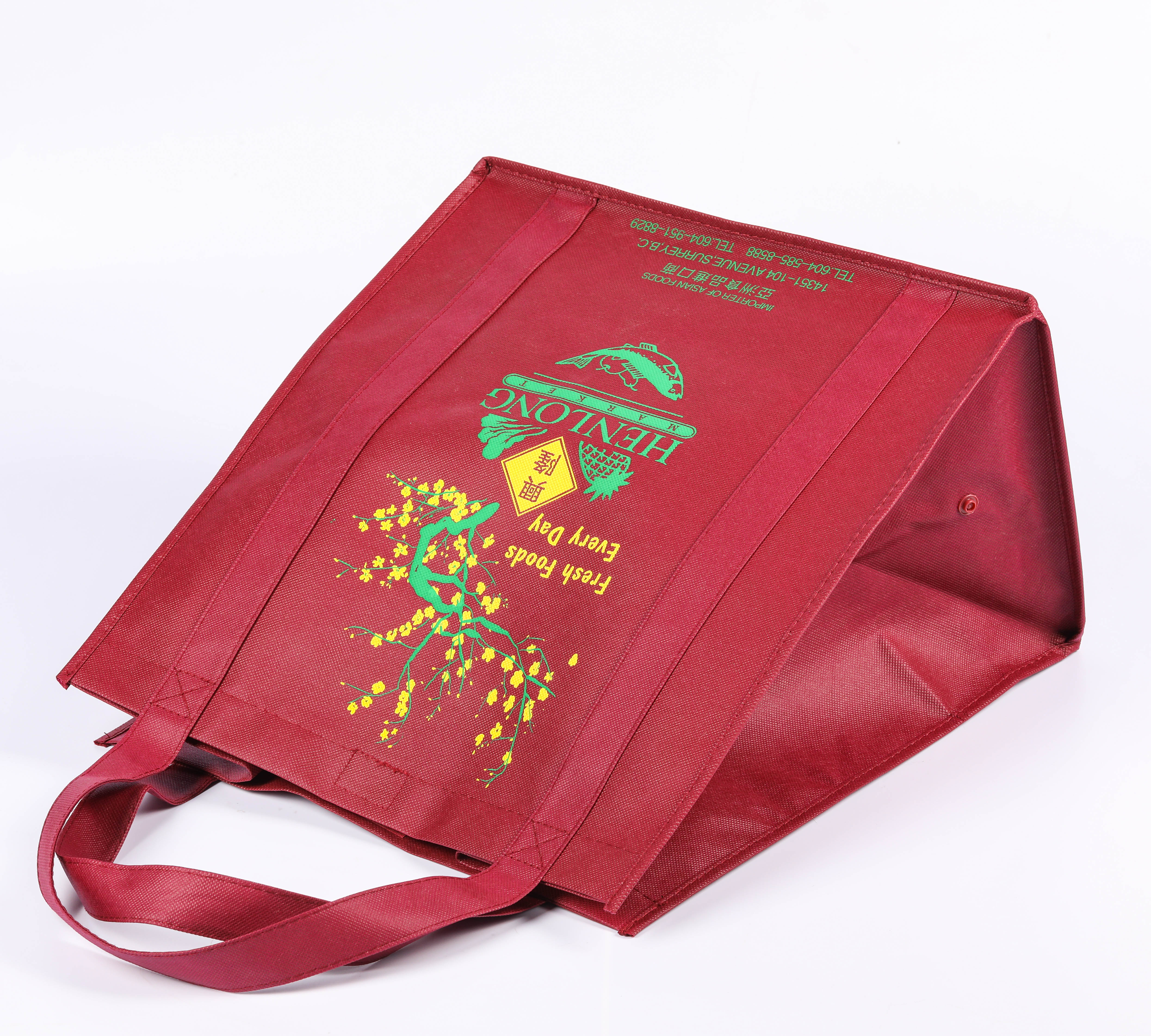 MECO Maroon Custom Printed Non-Woven Grocery Tote Bag