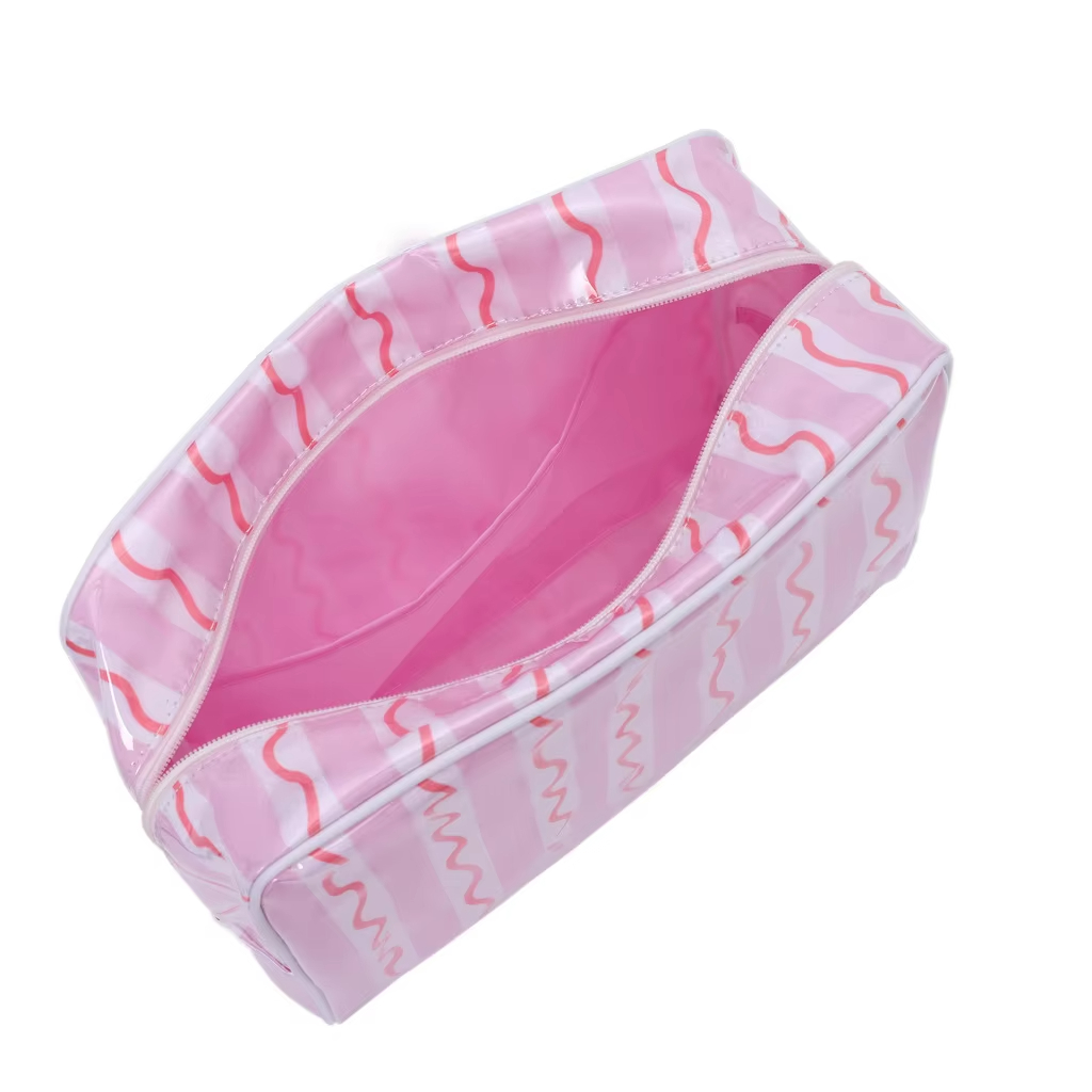 MECO Custom Printed PVC Cosmetic Bag Waterproof Clear Makeup Pouch with Monogram Hot Sale