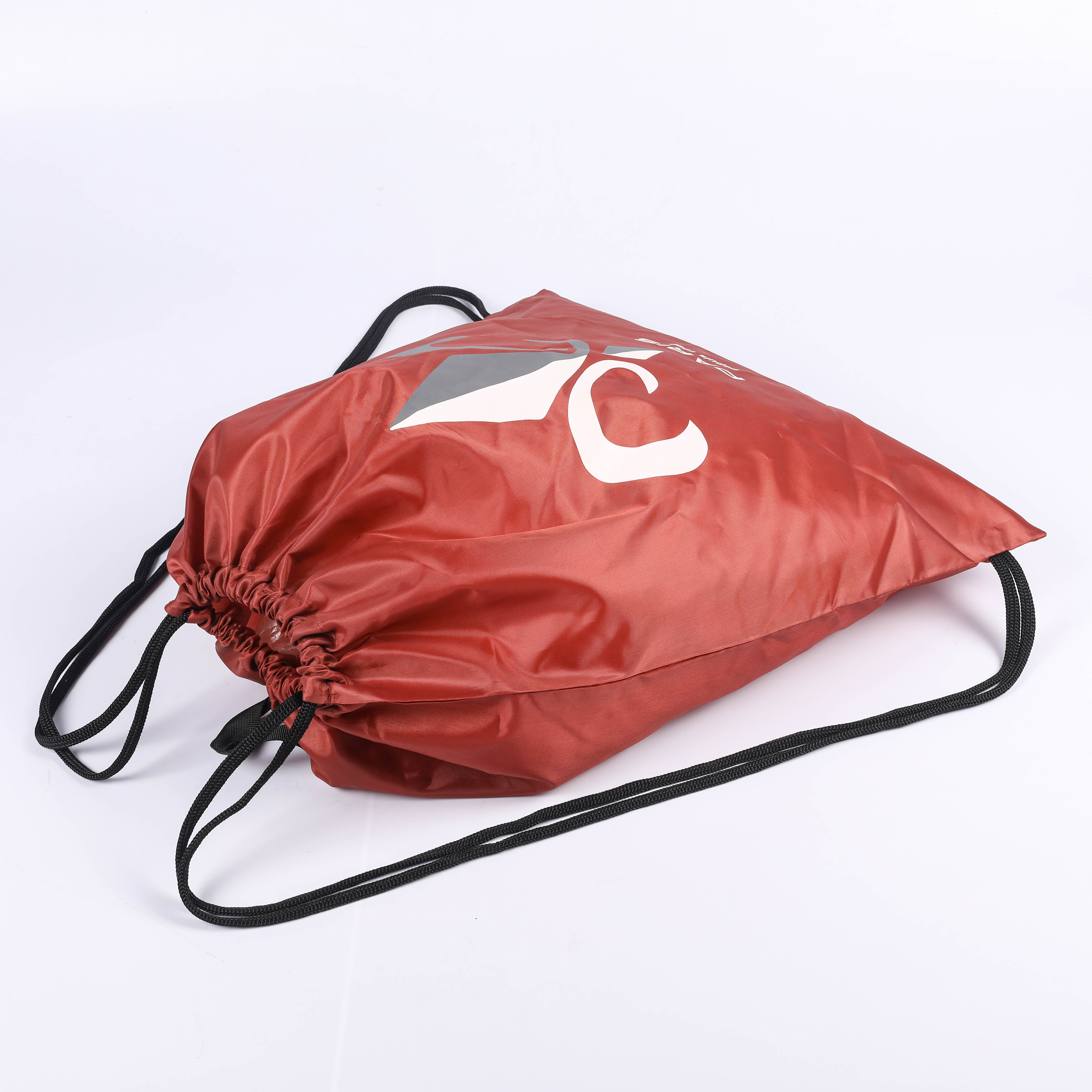 MECO Red Polyester Drawstring Bag with Paris Logo Print