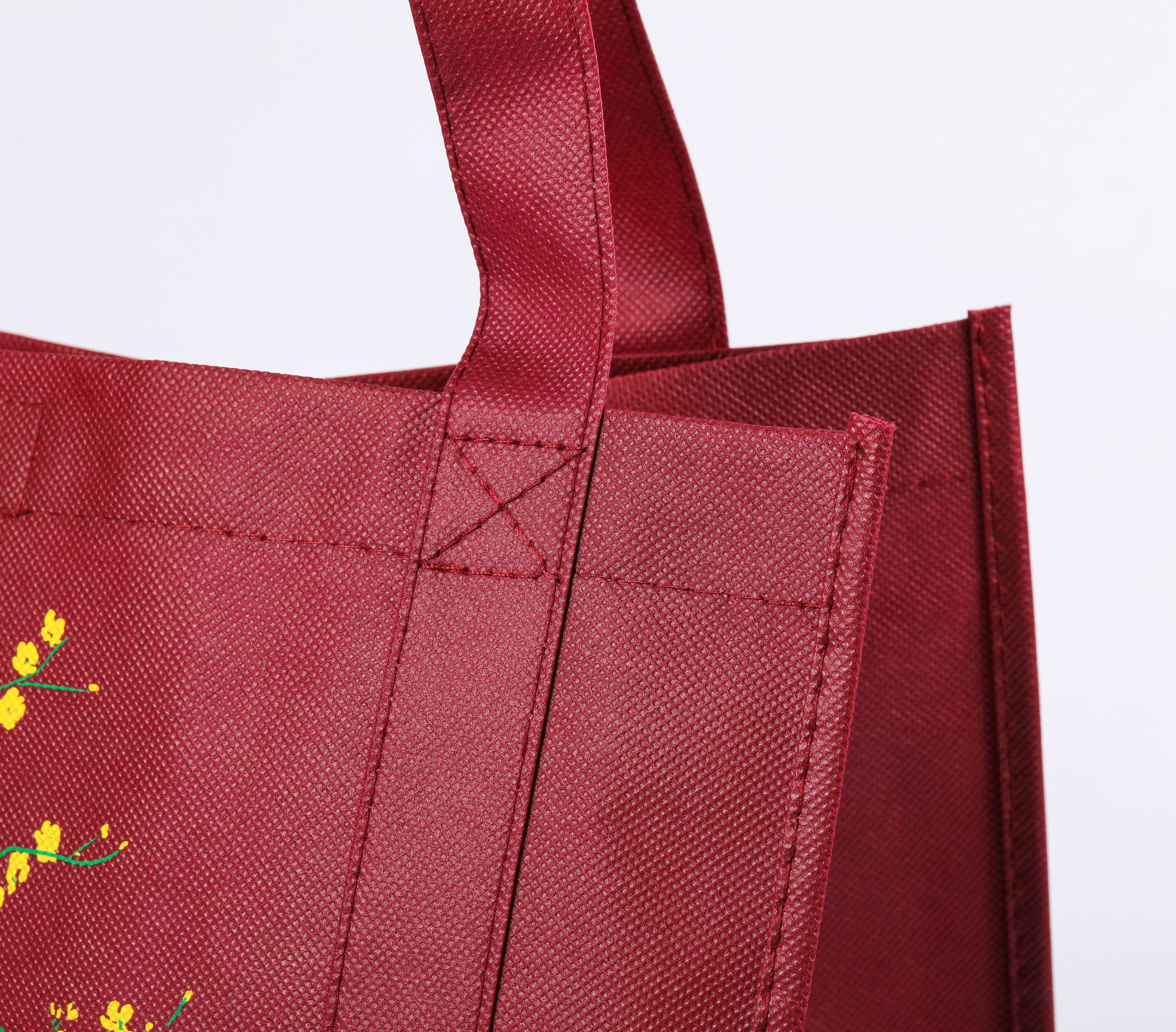 MECO Maroon Custom Printed Non-Woven Grocery Tote Bag