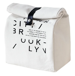 MECO Reusable Canvas Lunch Bag with Leather Strap Eco-Friendly Roll-Top Lunch Tote Hot Sale