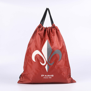 MECO Red Polyester Drawstring Bag with Paris Logo Print