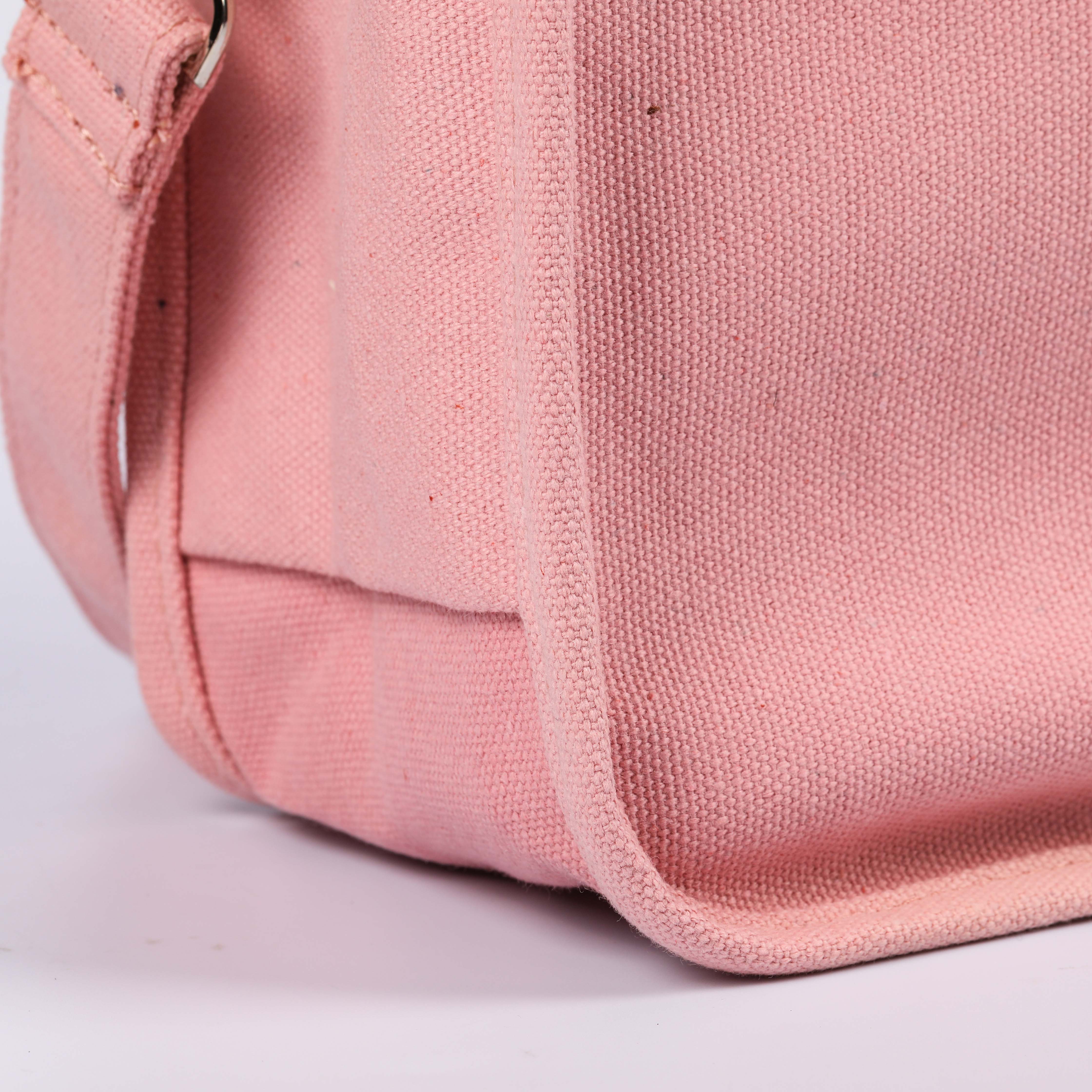 MECO Pink Canvas Crossbody Tote Bag with Custom Leaf Print
