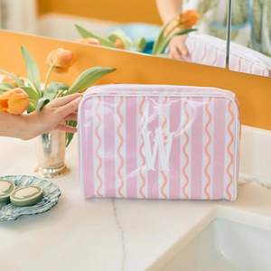 MECO Custom Printed PVC Cosmetic Bag Waterproof Clear Makeup Pouch with Monogram Hot Sale
