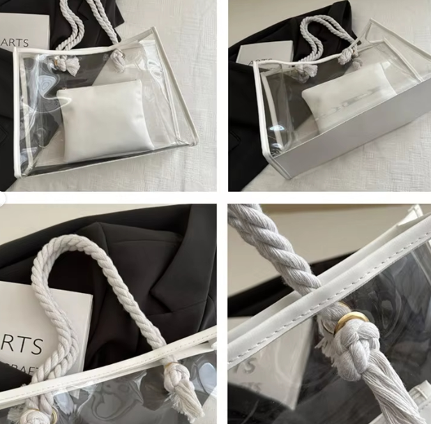 Clear PVC Tote Bag with Thick Rope Handles Waterproof Tote Hot Sale