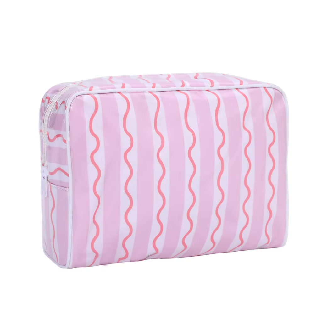 MECO Custom Printed PVC Cosmetic Bag Waterproof Clear Makeup Pouch with Monogram Hot Sale